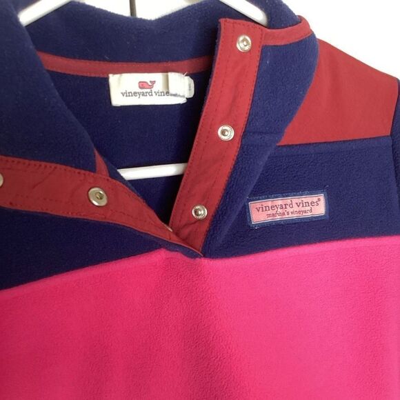 Ladies Vineyard Vines 1/4 Snap Fleece‎ Shep XXS Pink Maroon Navy - Picture 3 of 9
